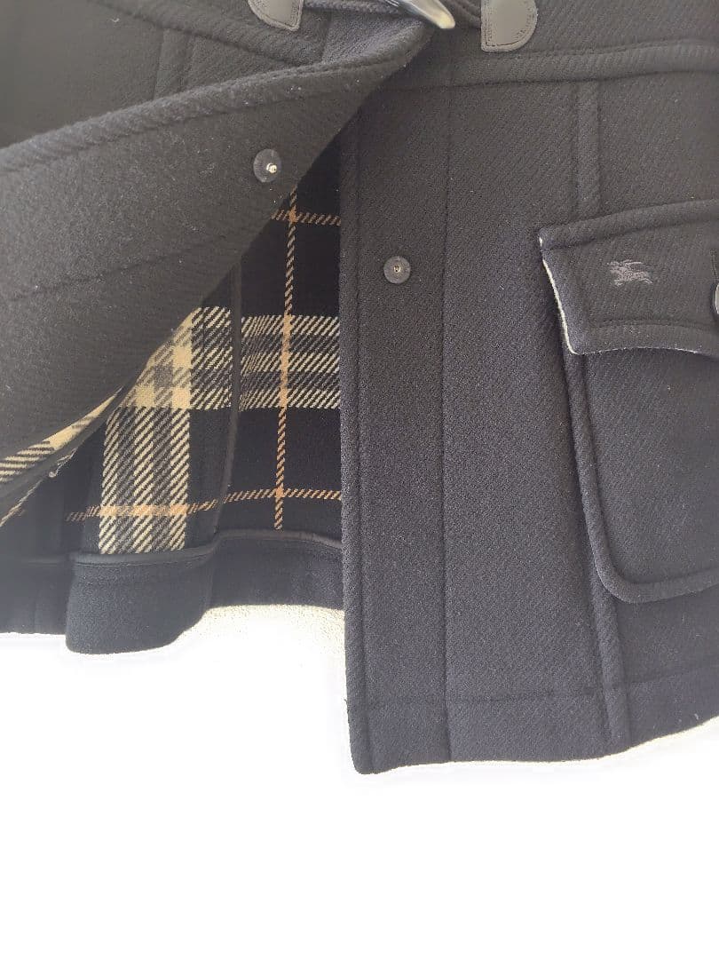 【美品】BURBERRY BLUE LABEL　ダッフルコート 黒 チェック裏地