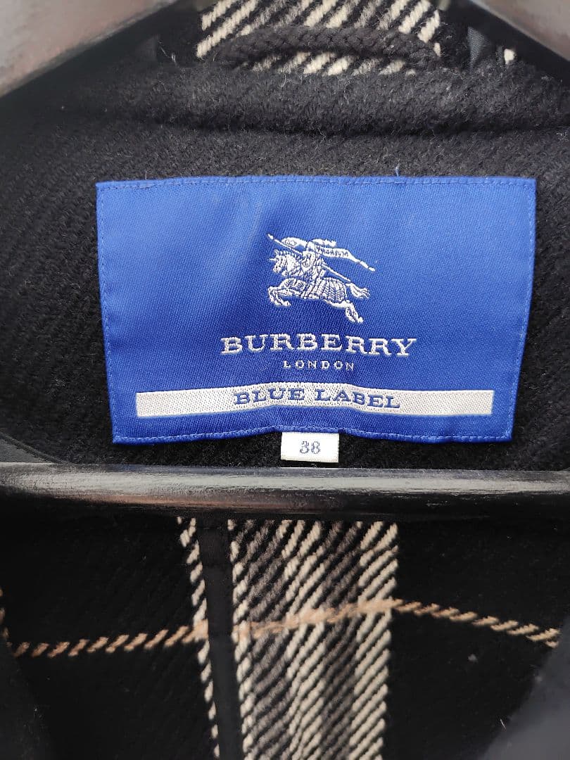 【美品】BURBERRY BLUE LABEL　ダッフルコート 黒 チェック裏地