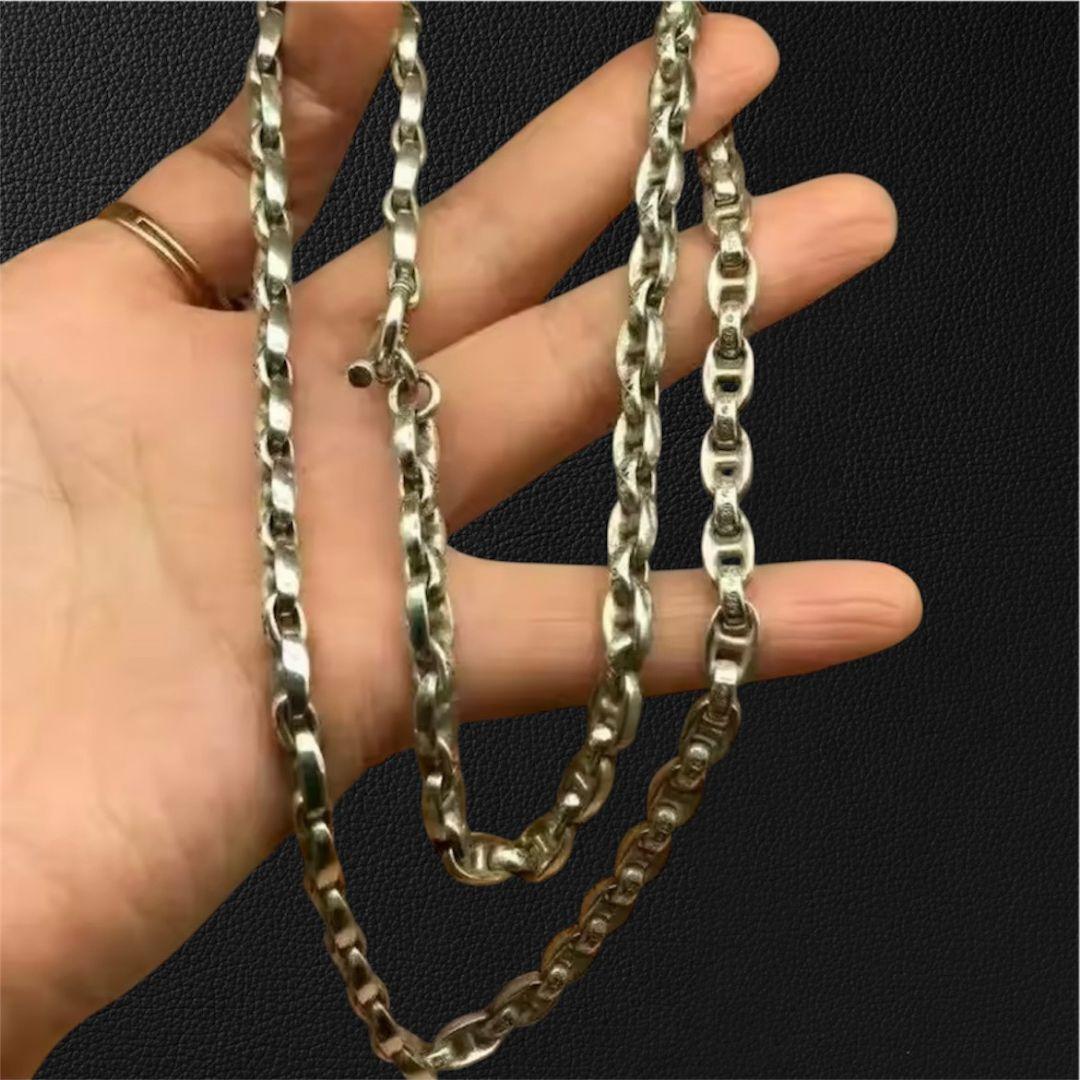 S925刻印　シルバーネックレス　アンカーチェーン　細角　ヴィンテージ　人気