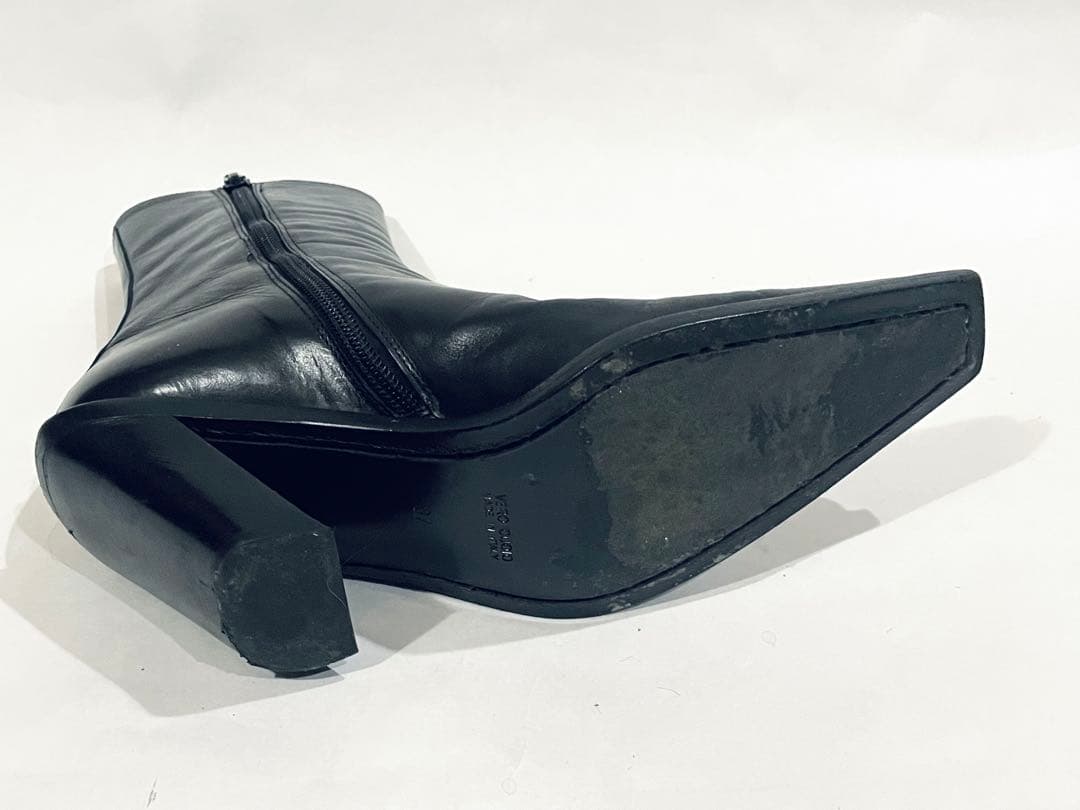 Ann demeulemeester レザー ブラック スクエアトゥブーツ