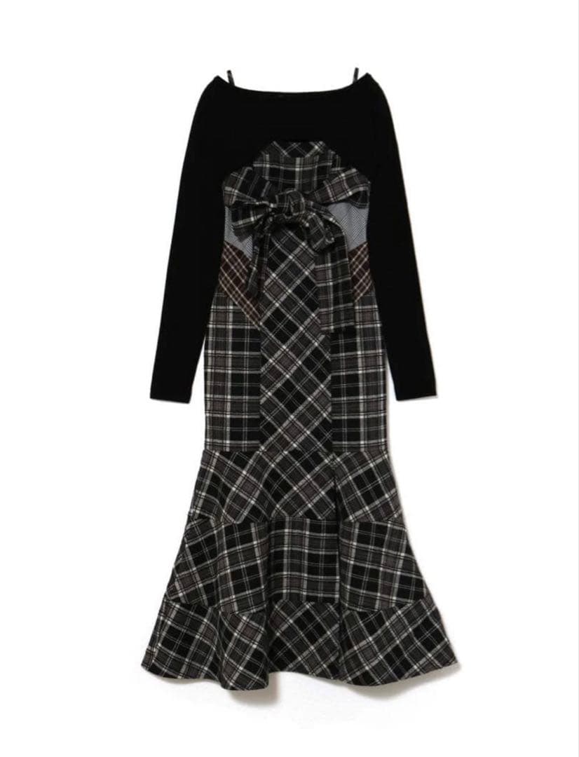 ANDMARY　Juni check dress M ブラック