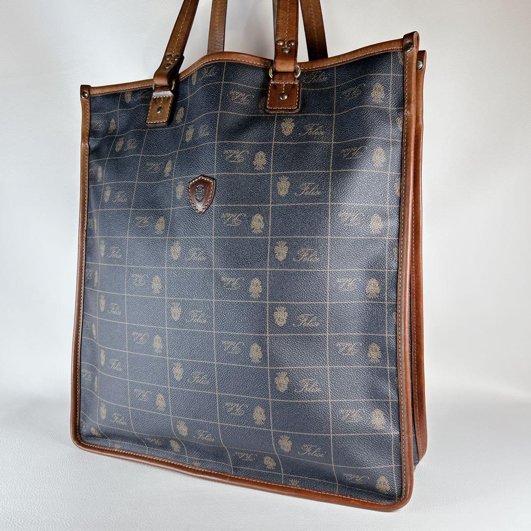 希少モデル フェリージ Felisi ロゴ柄 縦型トートバッグ 大きいサイズ