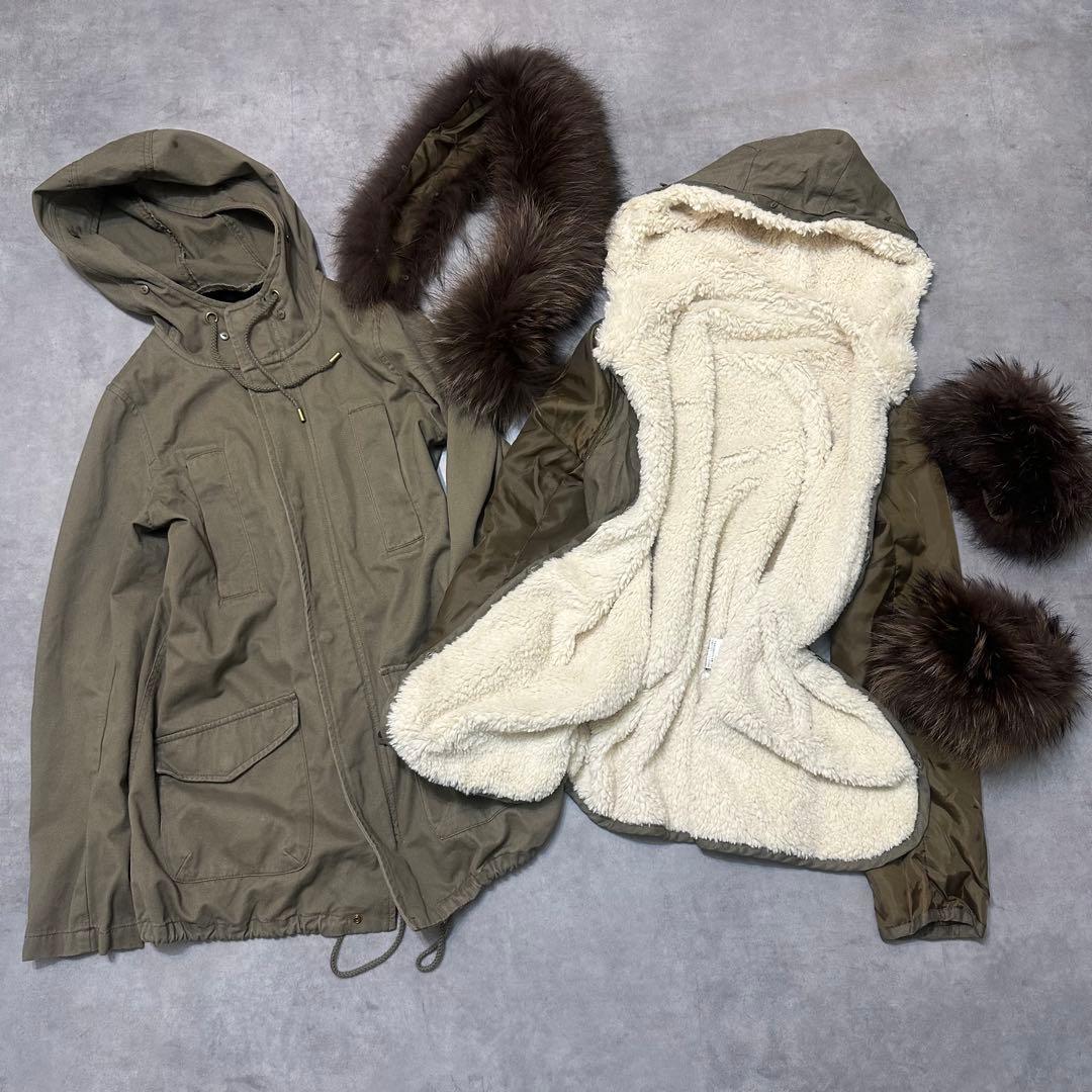 平成ギャル y2k　リアルファー付き　ミニタリーモッズコート　フェアリーグランジ