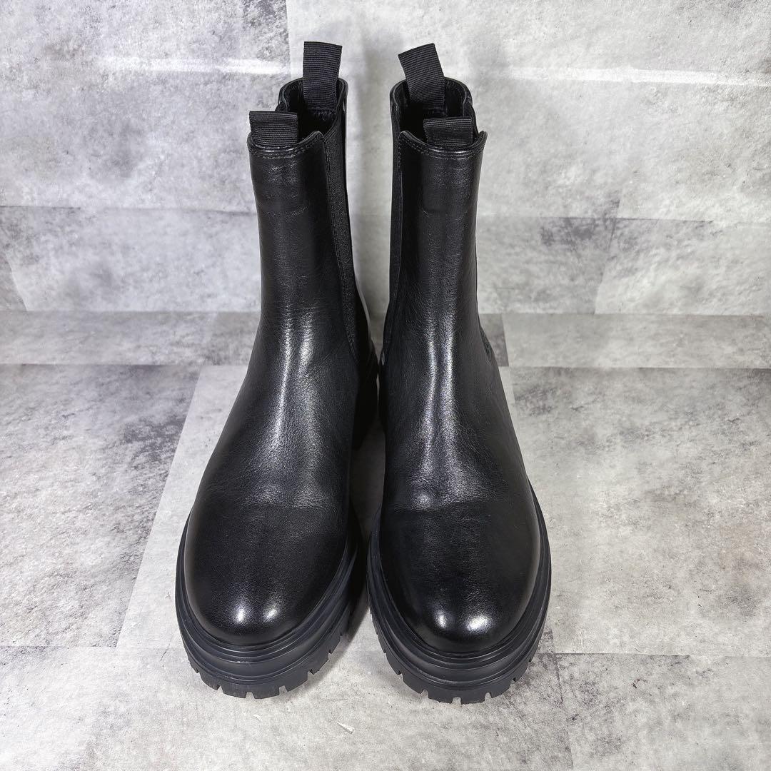 未使用級 トニービアンコ サイドゴアブーツ 23 トラックソール 厚底 本革