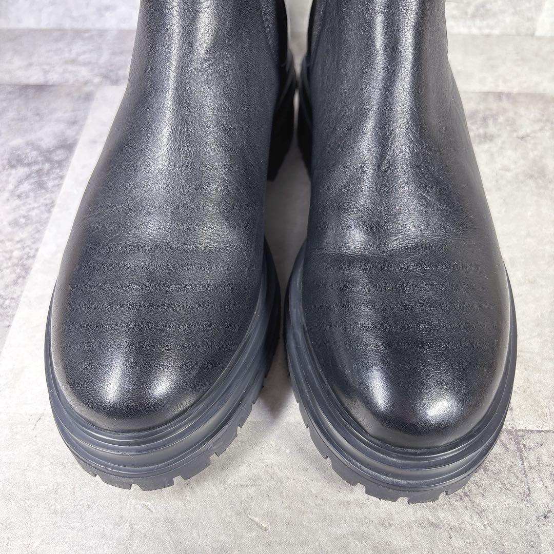 未使用級 トニービアンコ サイドゴアブーツ 23 トラックソール 厚底 本革