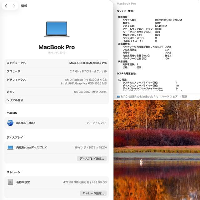 【美品】MacBook Pro 16_2019 i9/64GB/512GB_SV