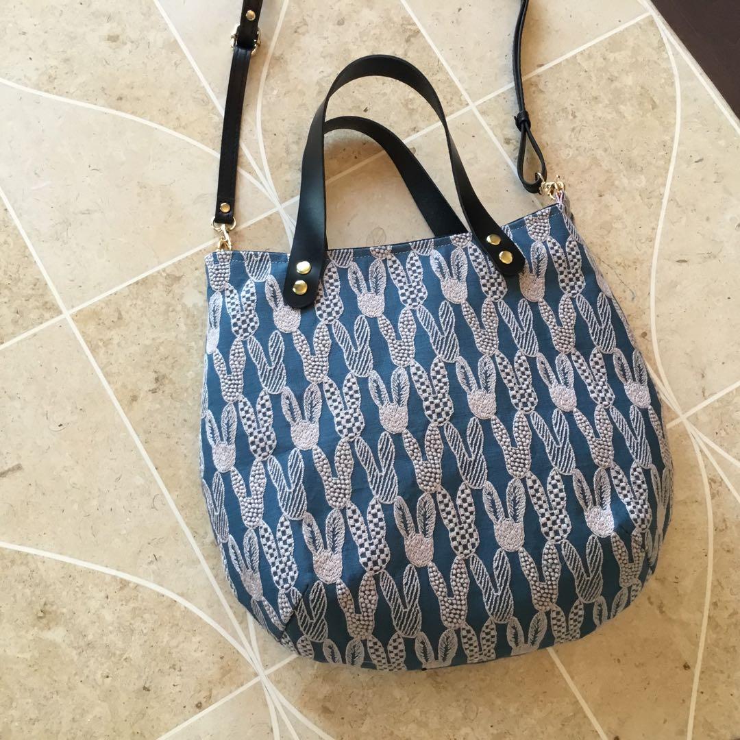 ミナペルホネンpomppiaブルー　2Wayショルダーバッグハンドメイド