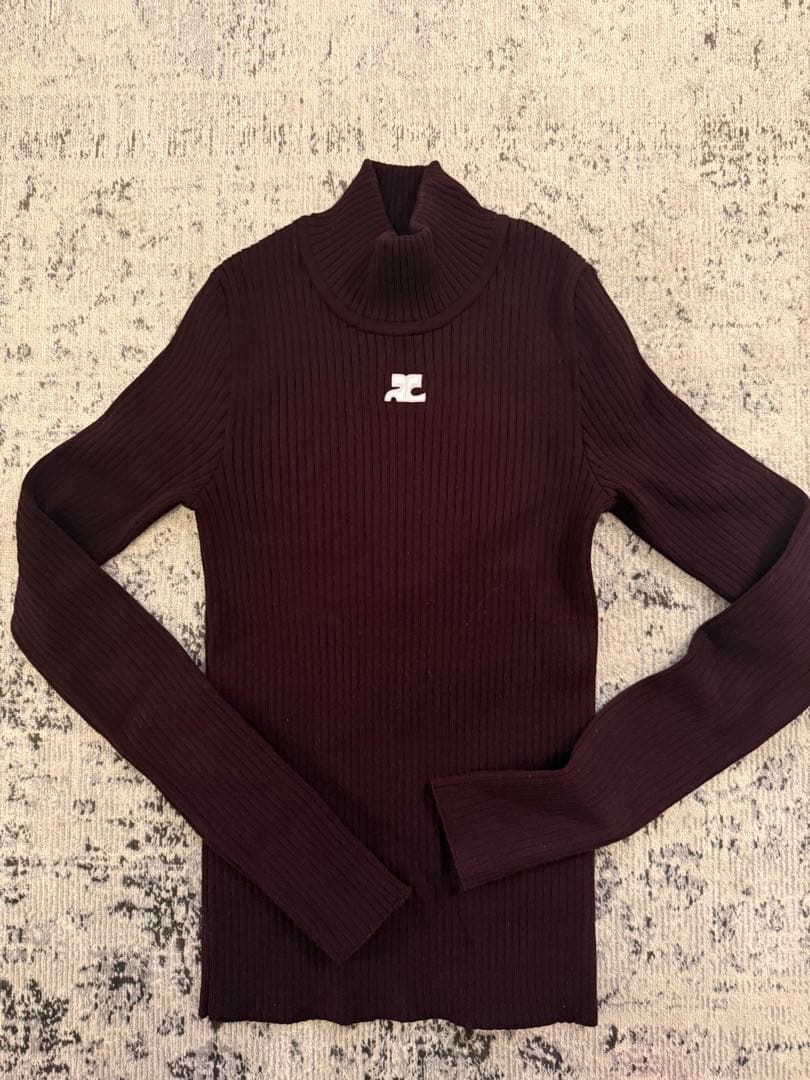 【未使用に近い】Courrèges クレージュバーガンディセーターS