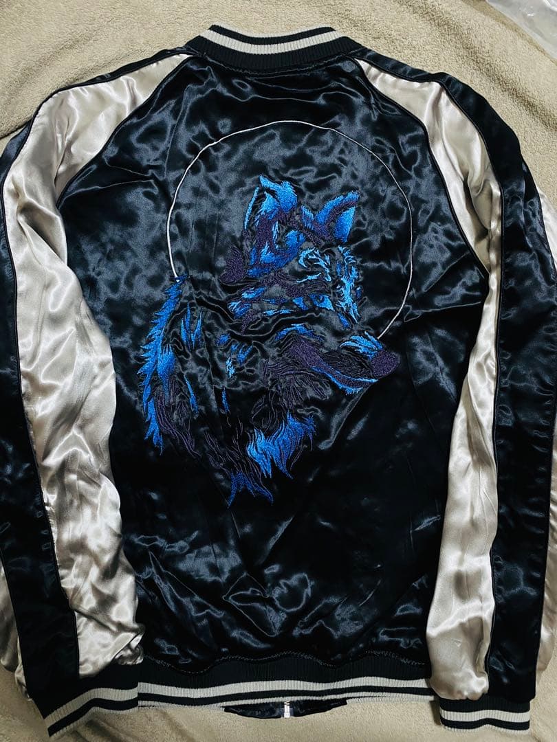 絡繰魂 美品 ２面用 狼月 日本限定版 スカジャン レーヨン unisex