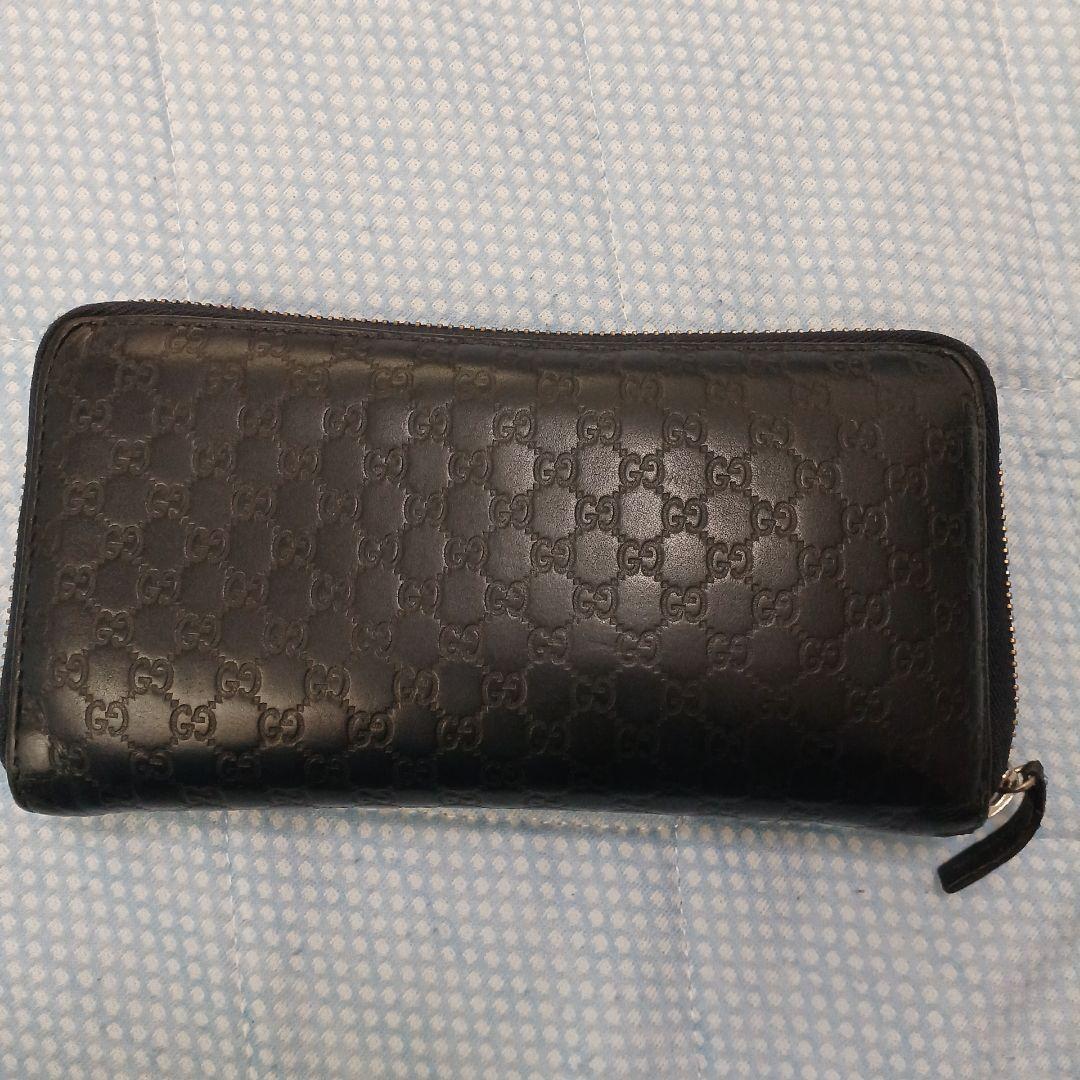 Gucci GGパターン ネイビーレザー長財布