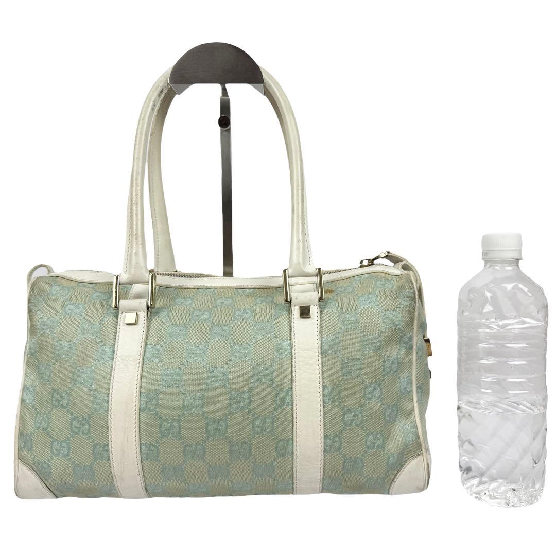 【希少色】GUCCI グッチ GGキャンバス ミニボストンバッグ 肩掛け 水色