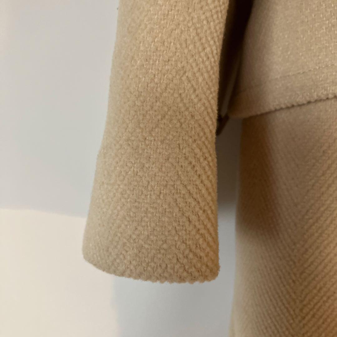 美品 オールドイングランド ヘリンボーン ダッフルコート 牛革 ベージュ