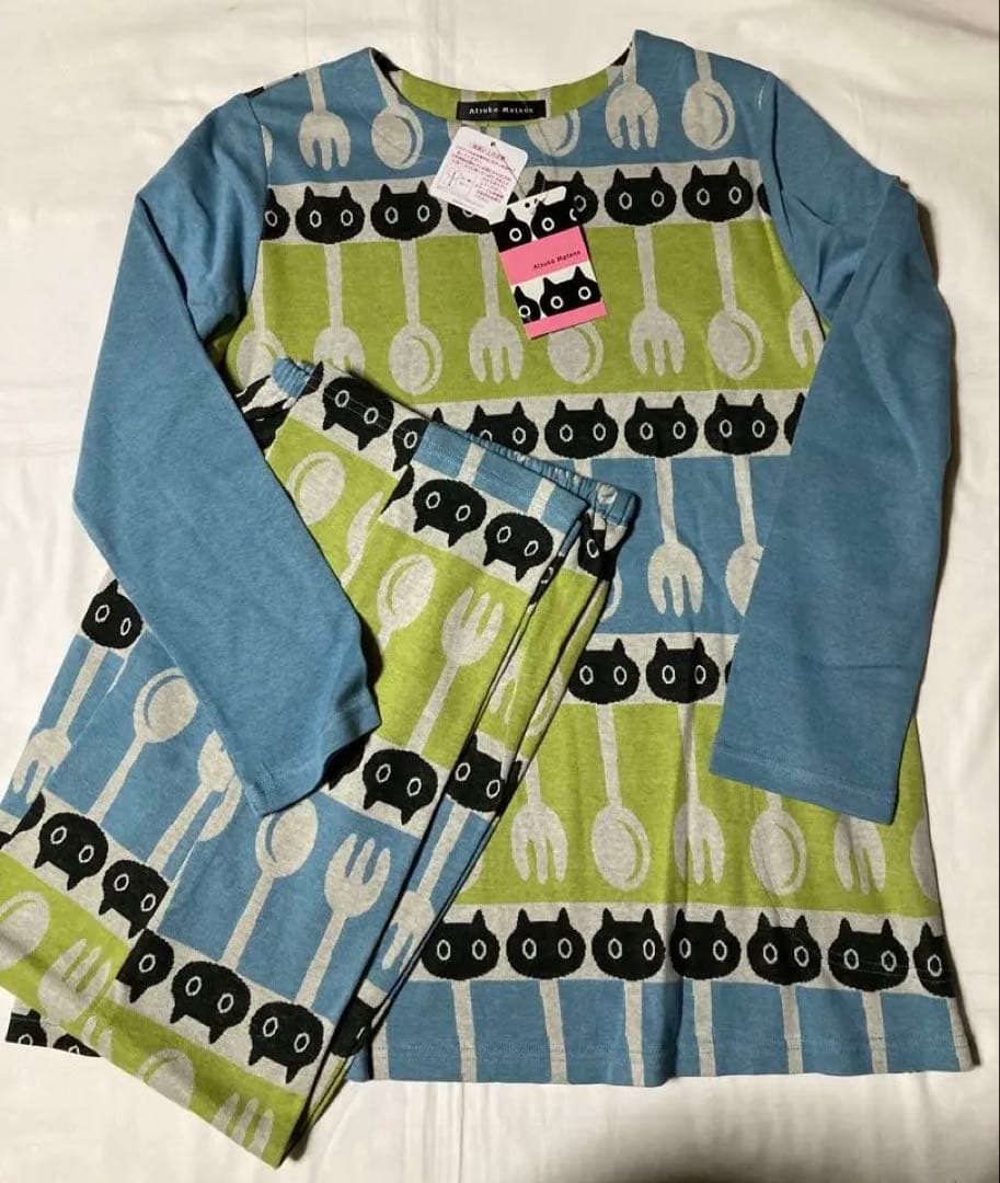 【新品】マタノアツコ　ネコ柄　パジャマ　M ワコール　黒猫　スプーン　フォーク