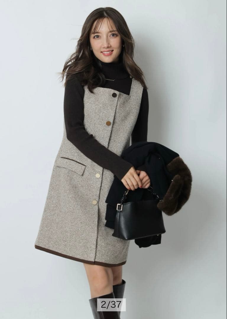 Apuweiser-riche スクエアネックミニジャンスカ　【モカ/M】