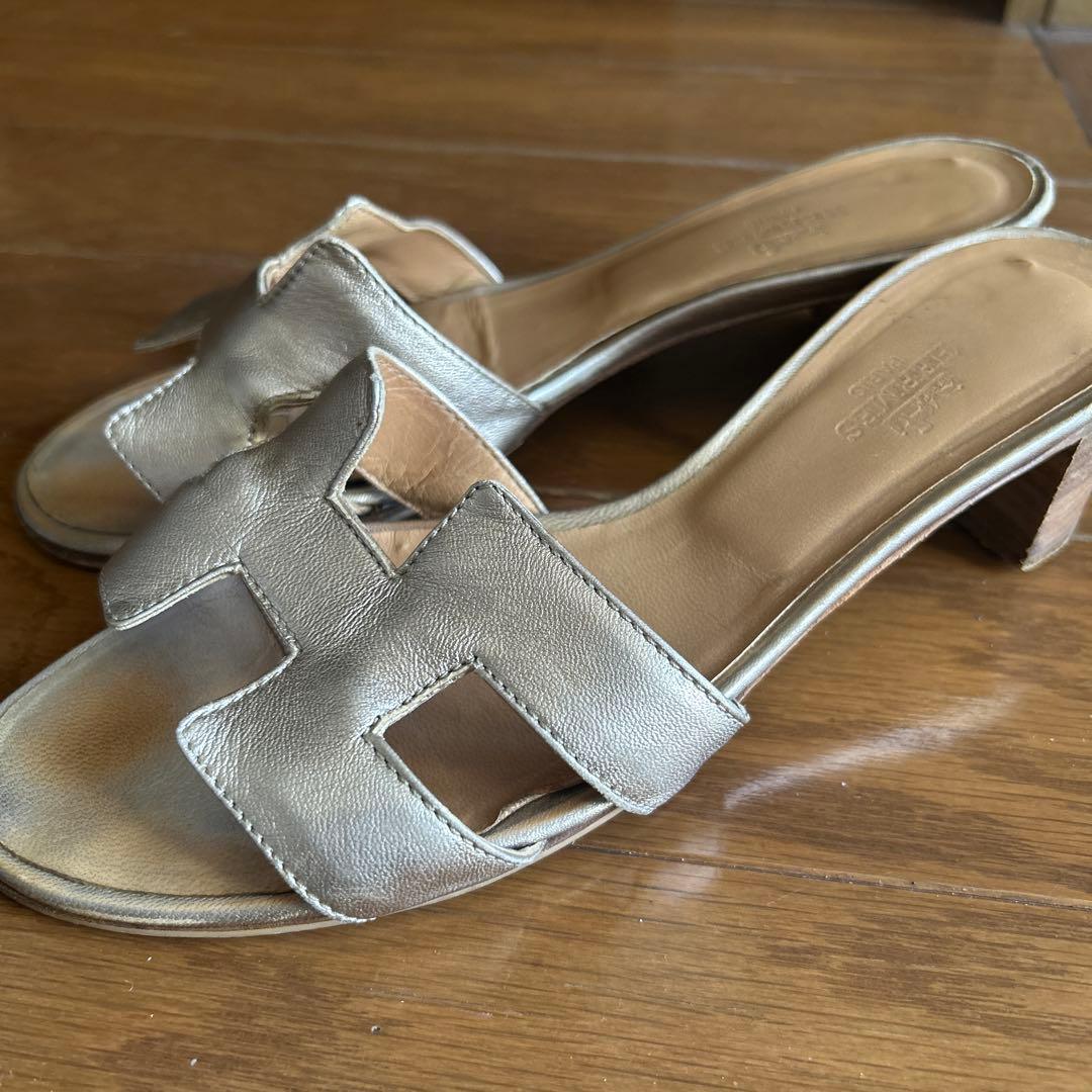 HERMES オアジス ゴールド サンダル 37