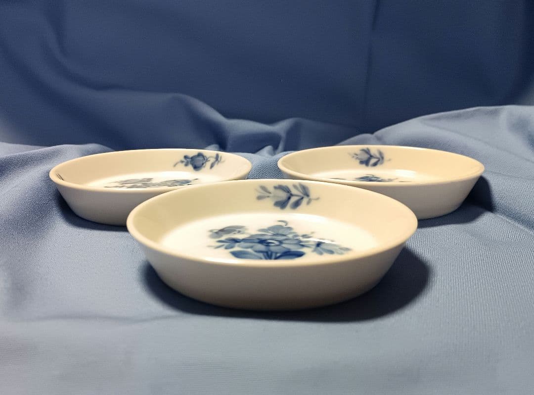 レア コペンハーゲン ブルーフラワー プレイン 豆皿 小皿 ミニプレート 3枚組