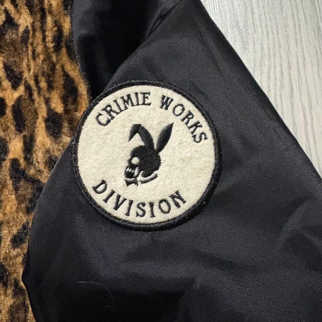 THE CRIMIE レオパード柄ファー黒サテン リバーシブルスカジャン L