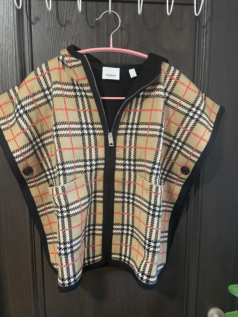 BURBERRY チェック柄 子供Mサイズ　ケープ　ニット