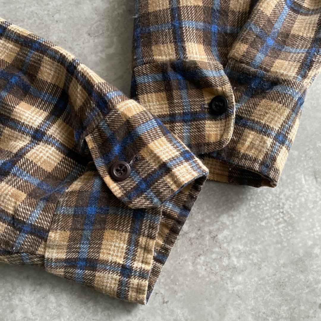 好配色 70s Sears キルティング オンブレ ネルシャツ USA製 XL