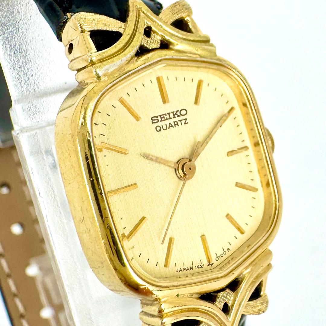 【希少/新品電池】SEIKO スクエア ゴールド レディース腕時計