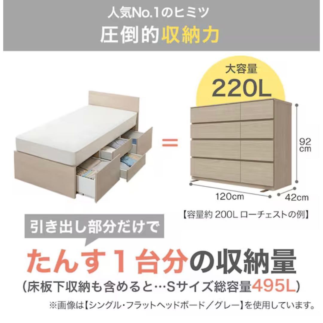 【専用商品】ニトリ　セミダブル　すのこチェストベッドフレーム　グレーウォッシュ