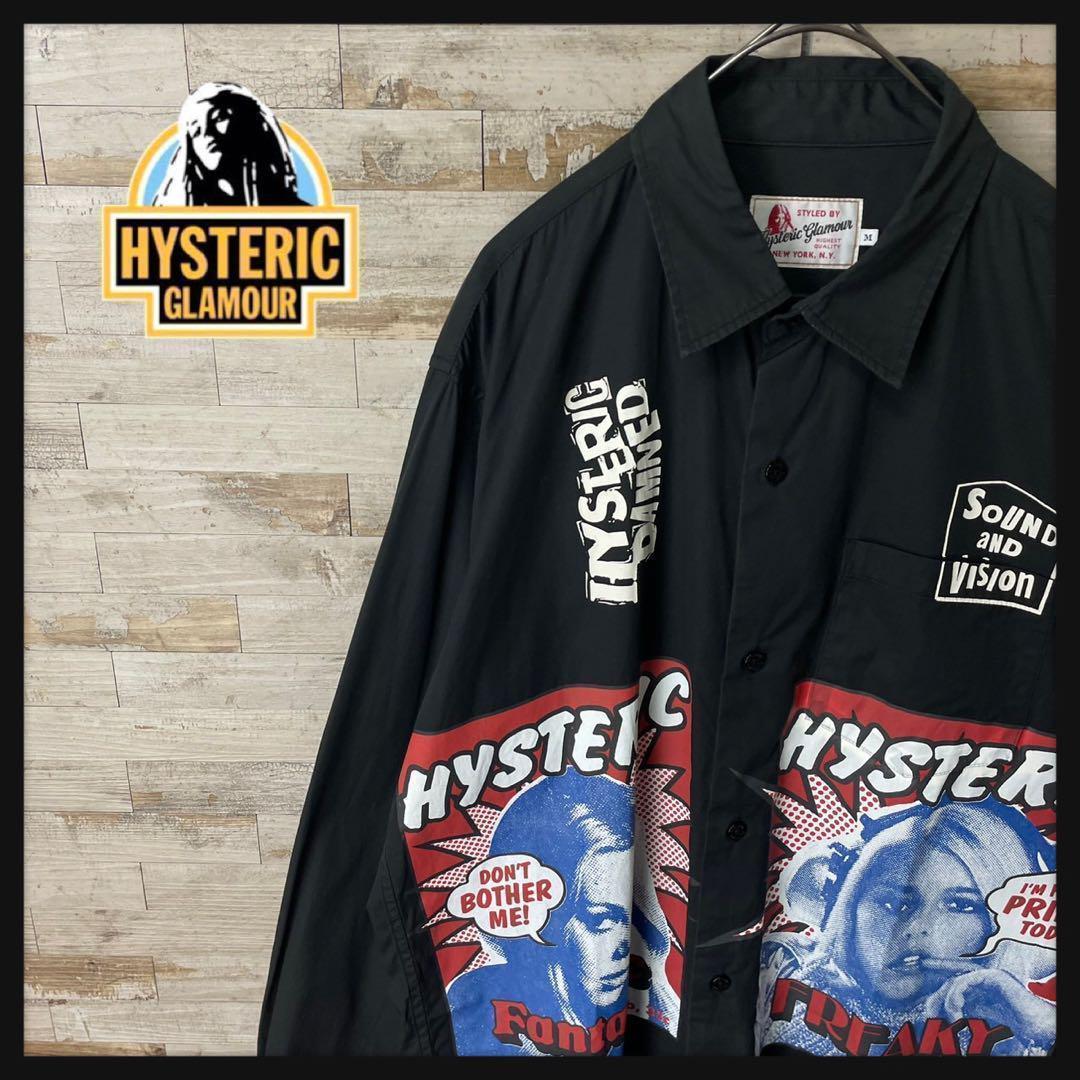 2811U【美品】ヒステリックグラマー☆ヒスガール 複数ロゴ 長袖シャツ