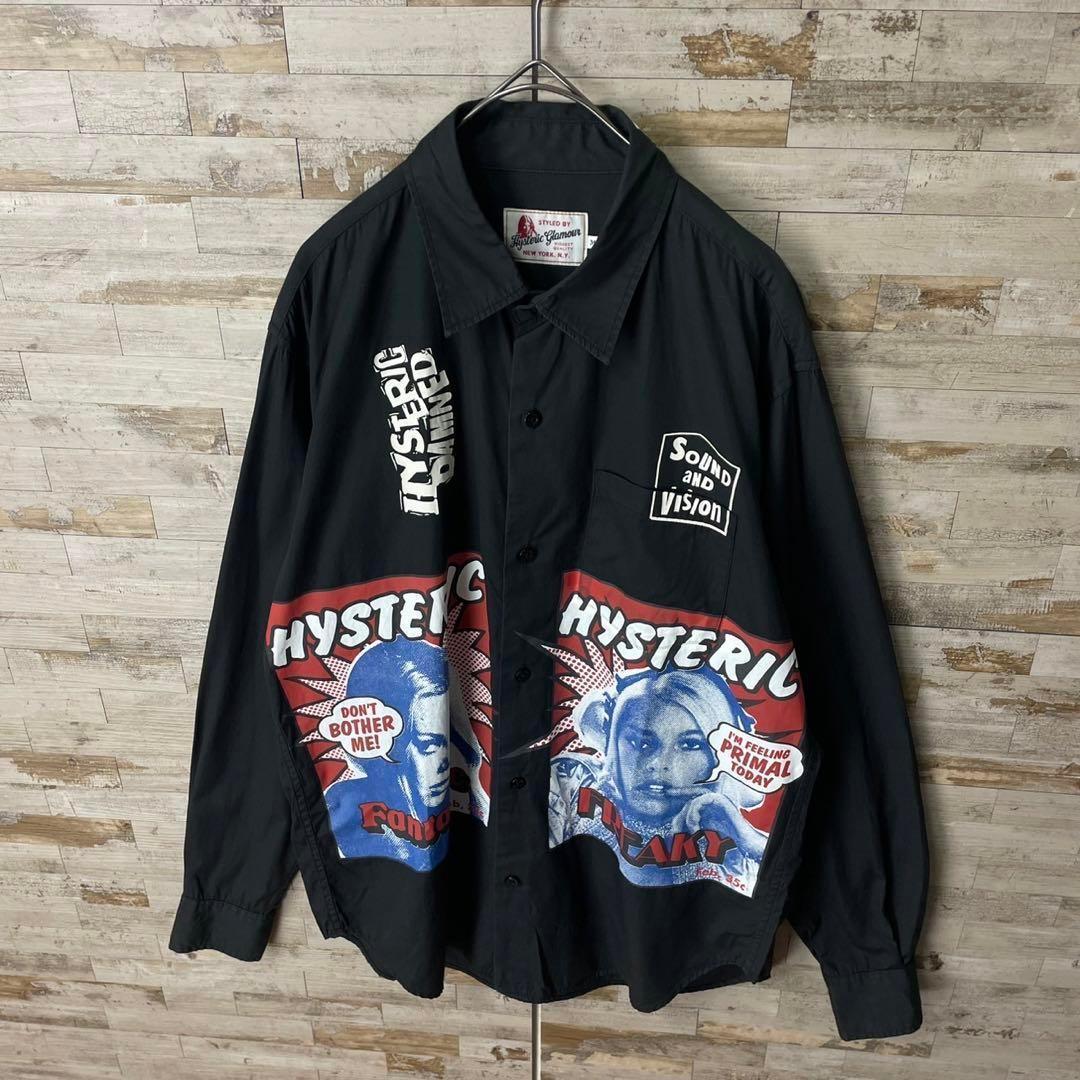 2811U【美品】ヒステリックグラマー☆ヒスガール 複数ロゴ 長袖シャツ
