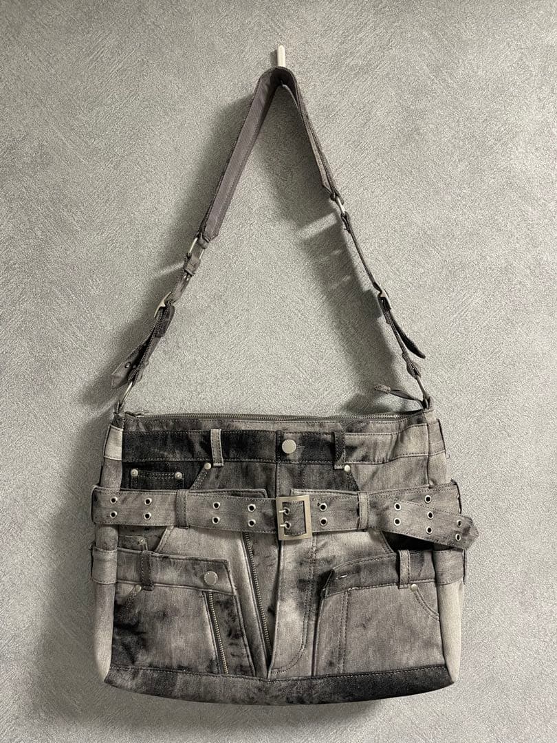 ワ*ニ様 【GRANCY】クレイジーレイヤードデニムパンツデザインショルダーバッ