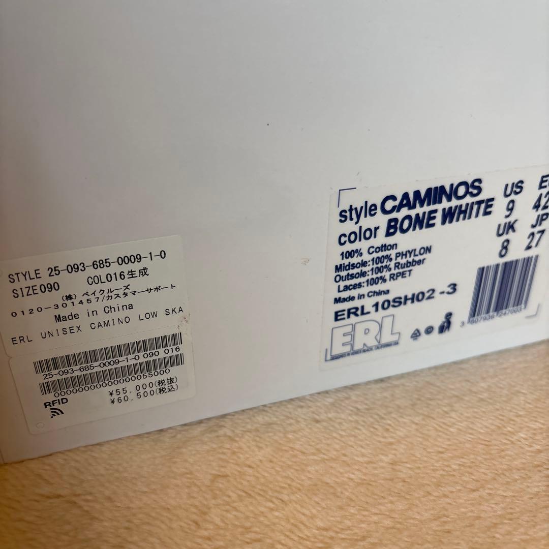 ERL vampsベージュ キャンバス スニーカー
