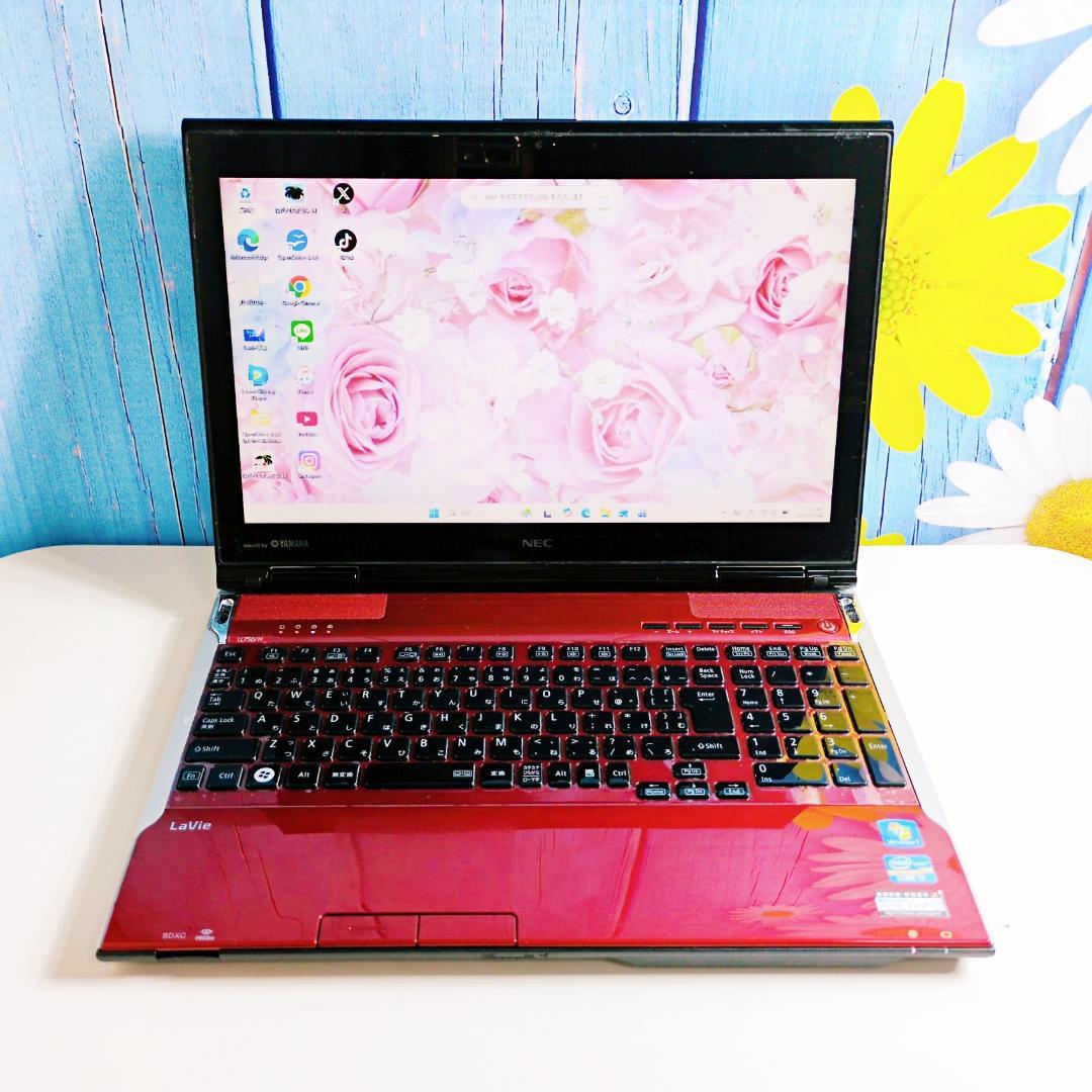 １台限定✨corei7欲張り新品SSD✨すぐ使える赤ノートPC✨オフィス✨設定済