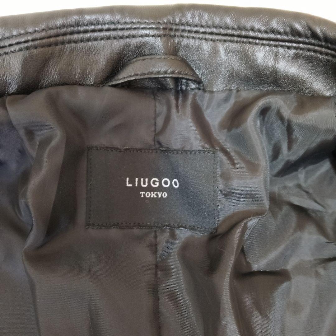 【極美品】LIUGOO TOKYO　ラムレザーテーラードジャケット　黒　3L