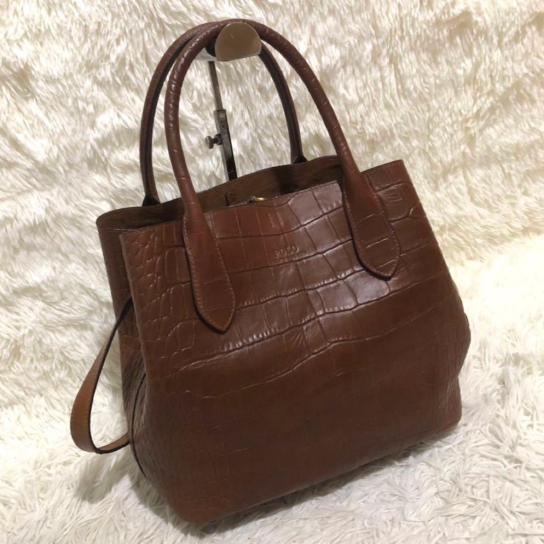極美品☆ポロラルフローレン 2way レザー トートバッグ ショルダーバッグ