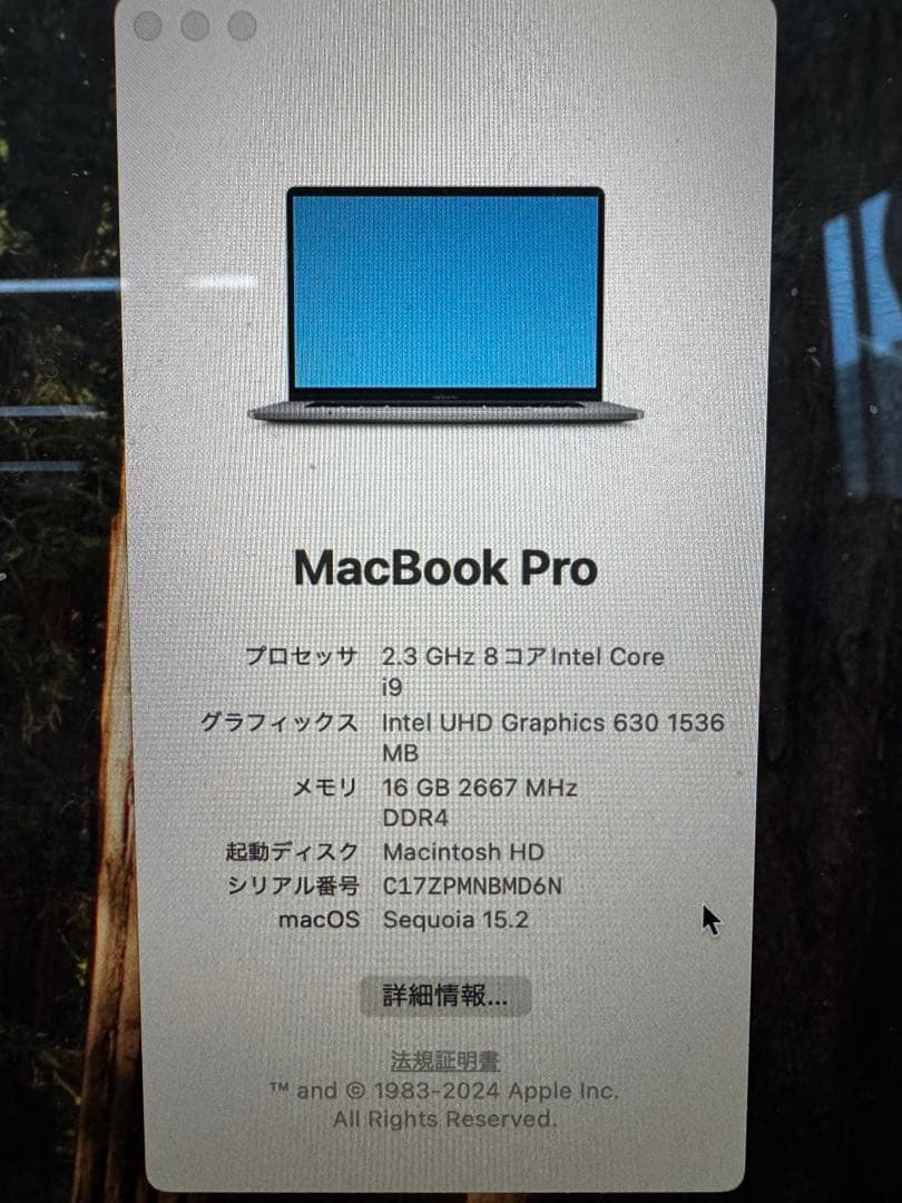 MacbookPro 16インチ2019 Core i9 16GB/1TB