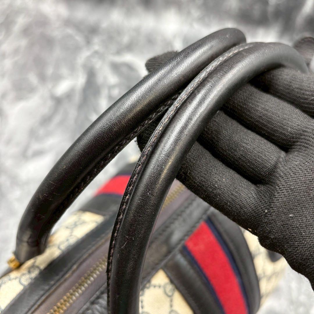 ✨美品✨GUCCI シェリーライン GG ボストンバッグ レザー ネイビー