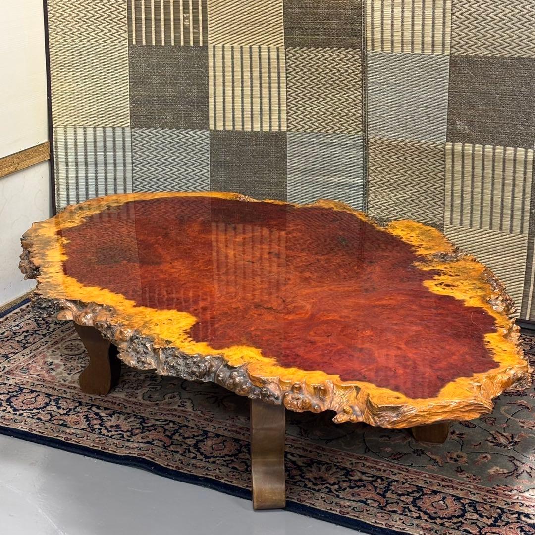 ＊送料込！設置対応◎天然木 一枚板 ローテーブル 156cm 無垢材 大型 座卓