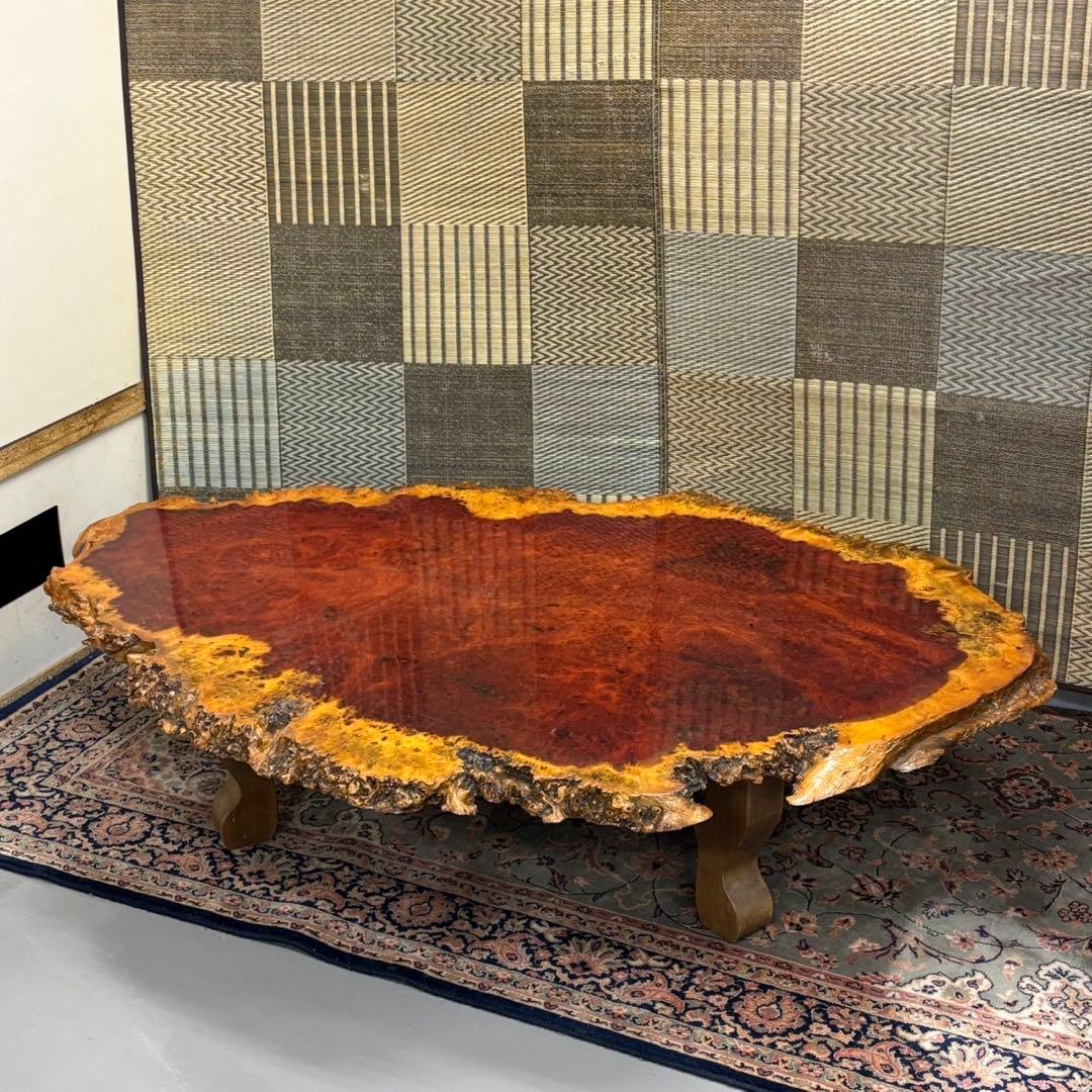 ＊送料込！設置対応◎天然木 一枚板 ローテーブル 156cm 無垢材 大型 座卓