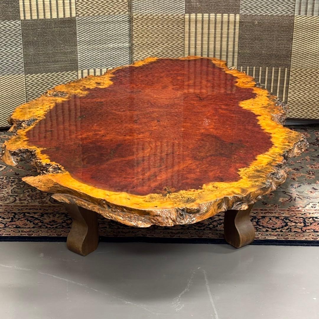 ＊送料込！設置対応◎天然木 一枚板 ローテーブル 156cm 無垢材 大型 座卓