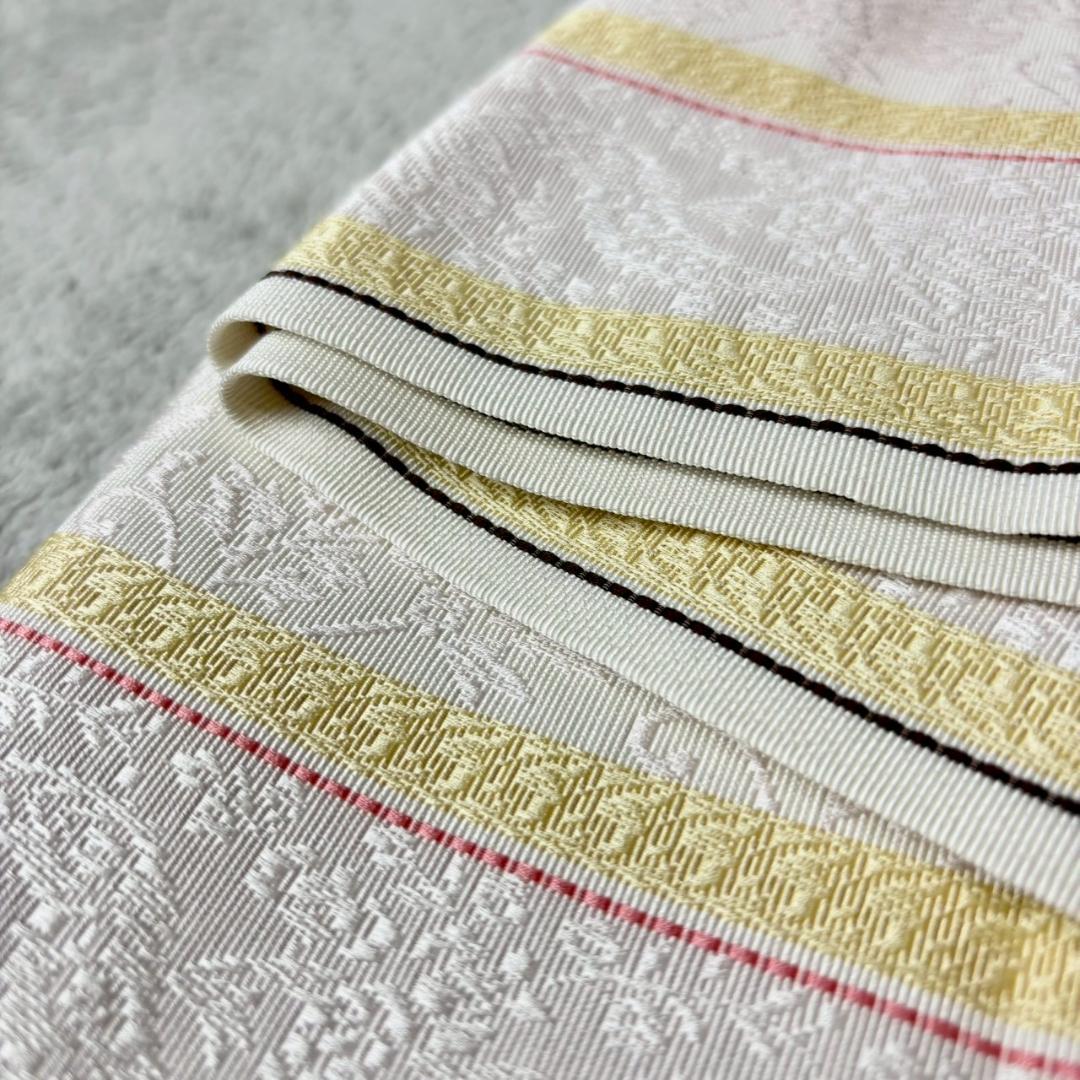 本場筑前博多織　半幅帯　小袋帯 更紗花間道 小野織物謹製 小野和也　ISO104