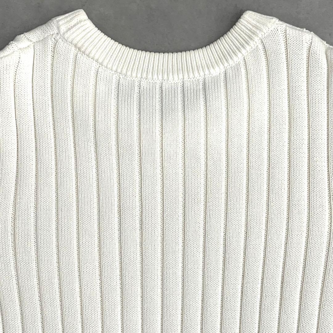 ドゥーズィーエムクラス 春ニット セーター リブニット コットン アイボリー
