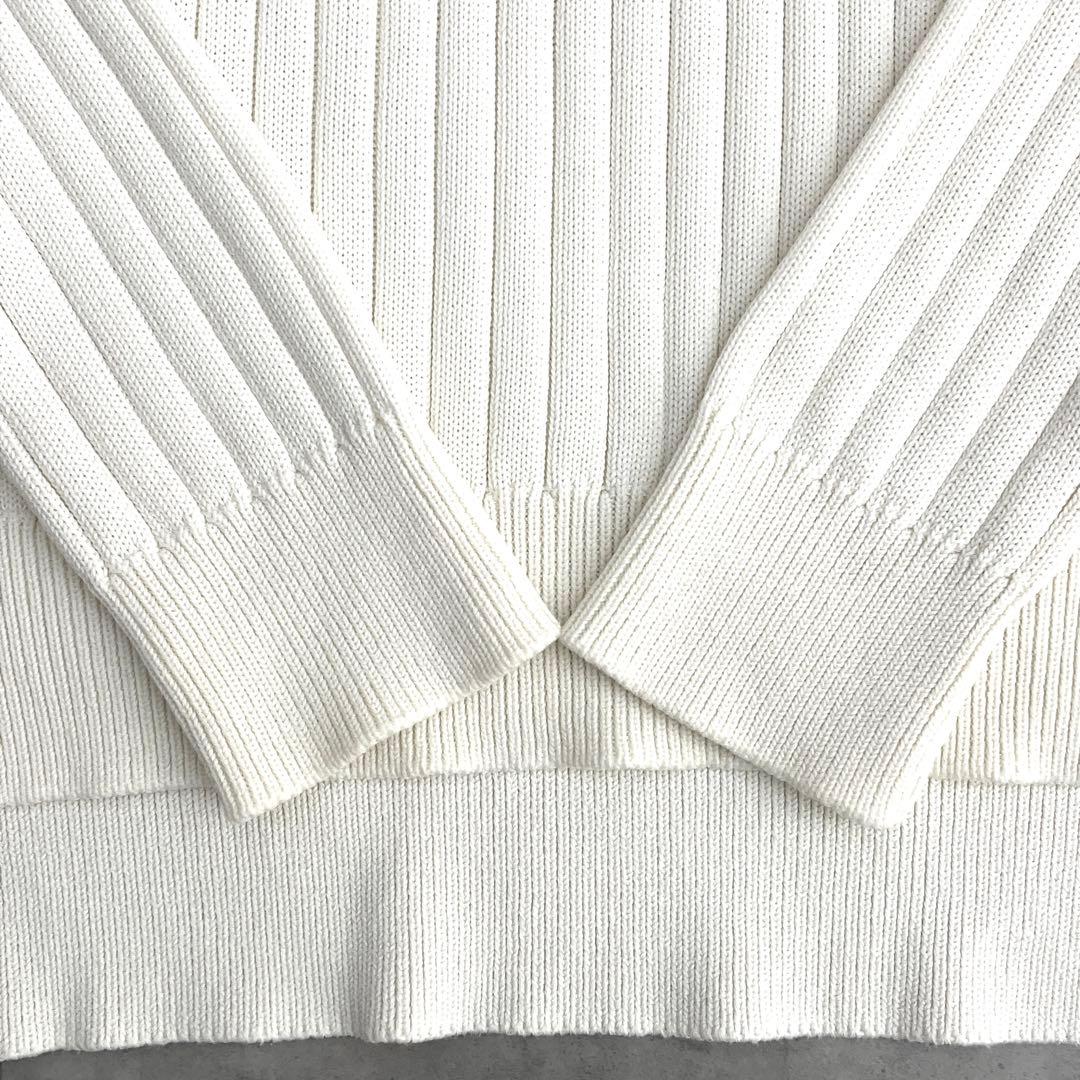 ドゥーズィーエムクラス 春ニット セーター リブニット コットン アイボリー