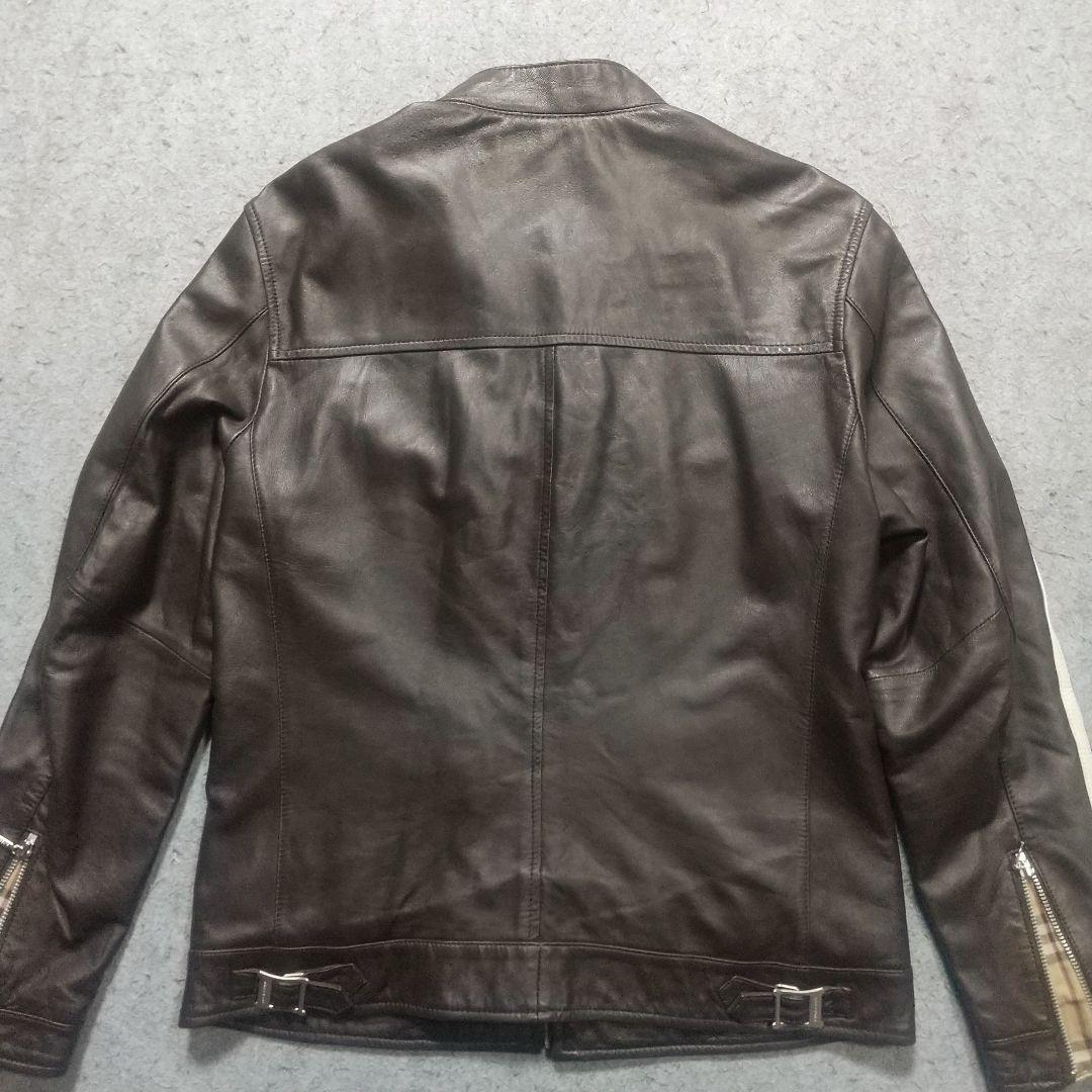 美品 L バーバリーブラックレーベル ライダースジャケット 革ジャン アウター