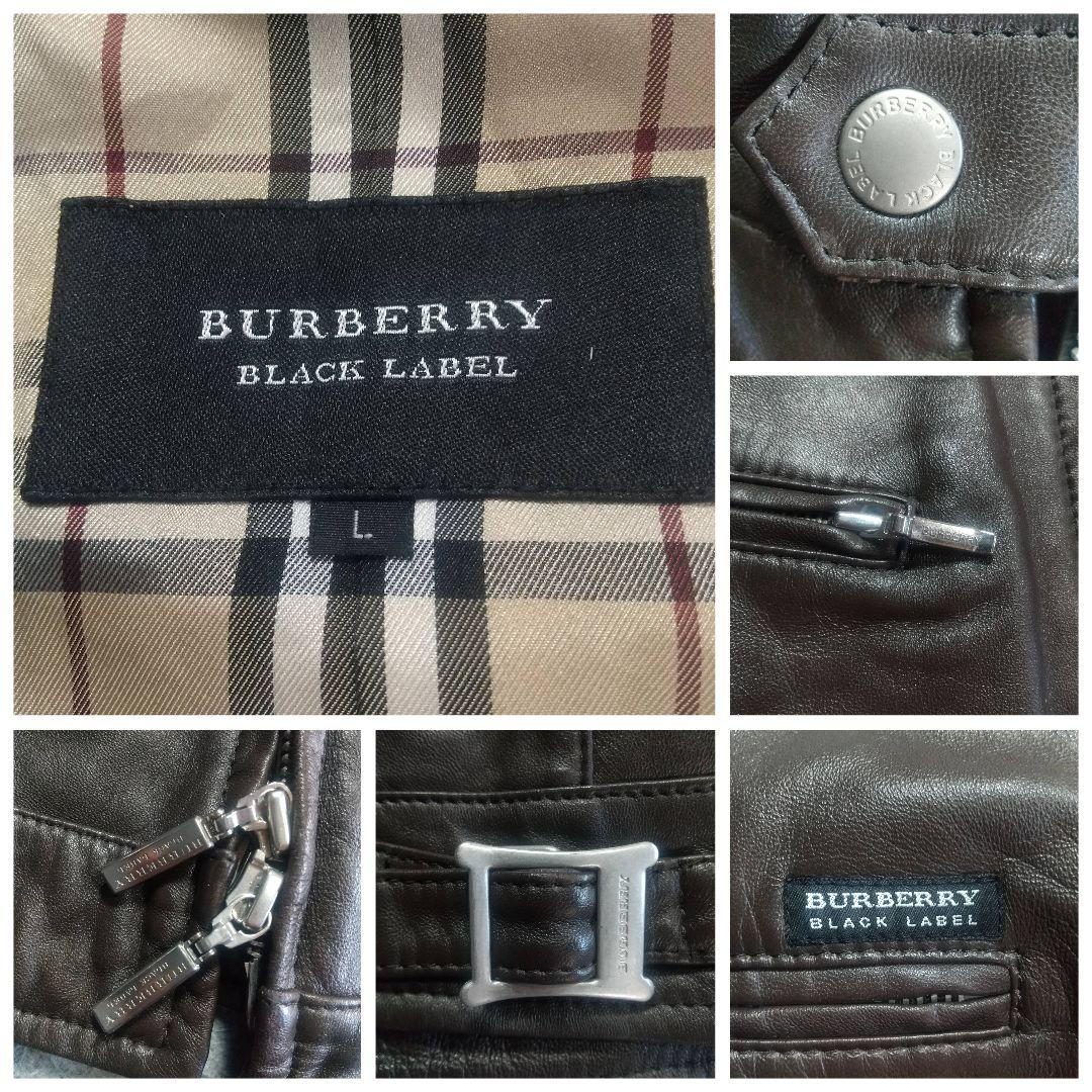 美品 L バーバリーブラックレーベル ライダースジャケット 革ジャン アウター