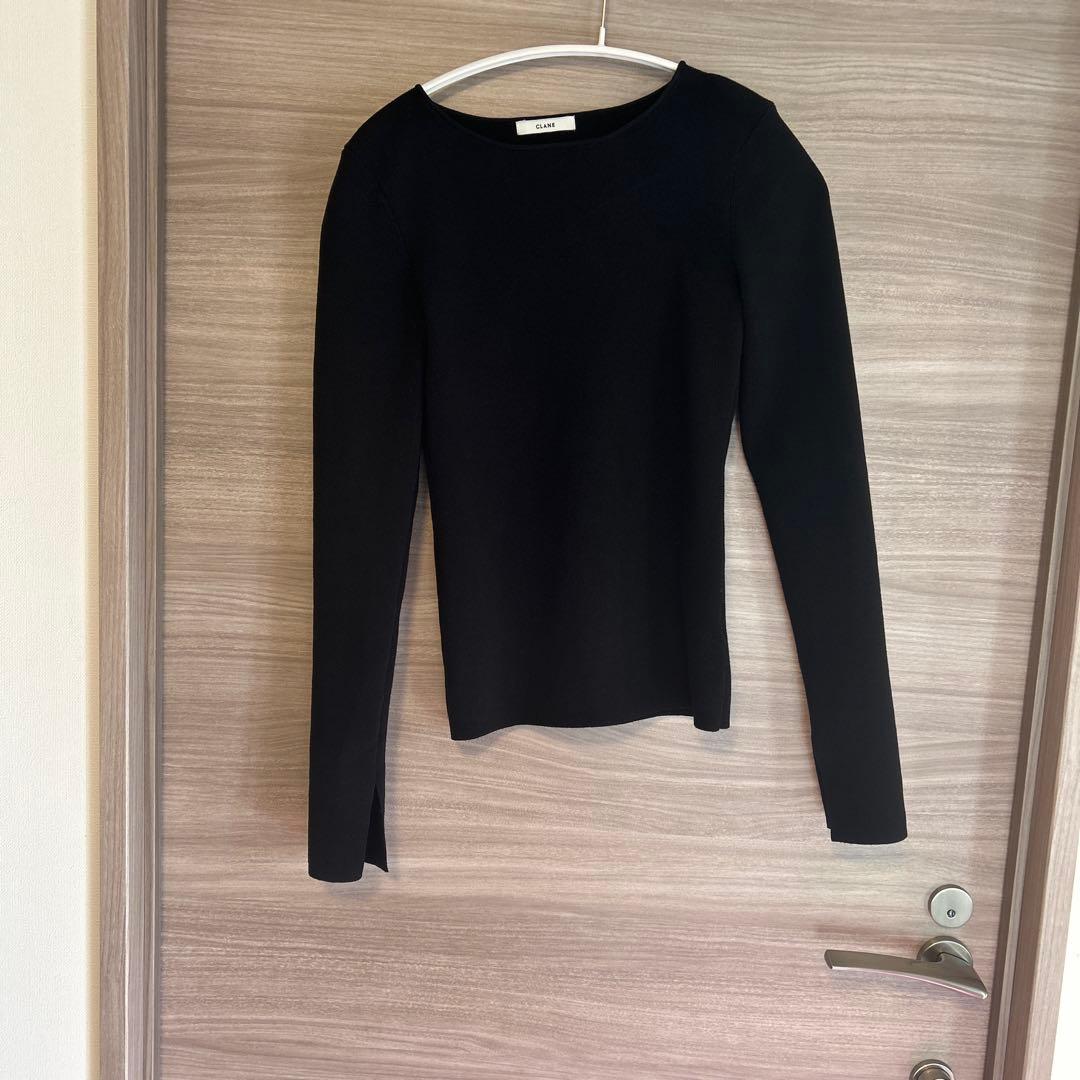 CLANE 25AW SHOULDER PADS KNIT TOPS ブラック