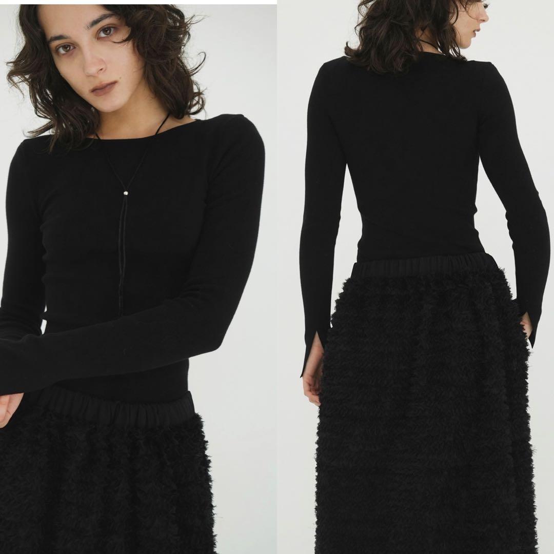 CLANE 25AW SHOULDER PADS KNIT TOPS ブラック