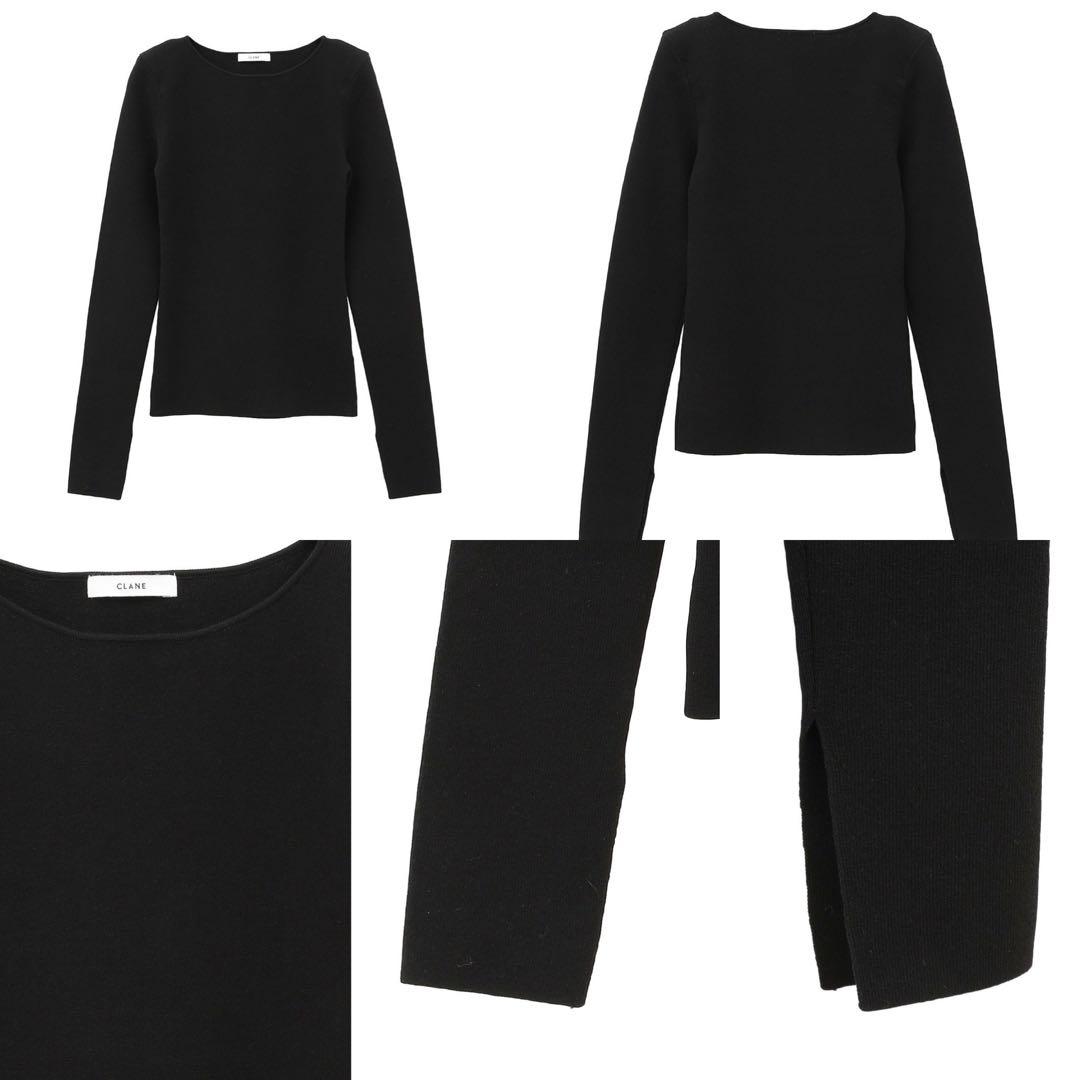 CLANE 25AW SHOULDER PADS KNIT TOPS ブラック