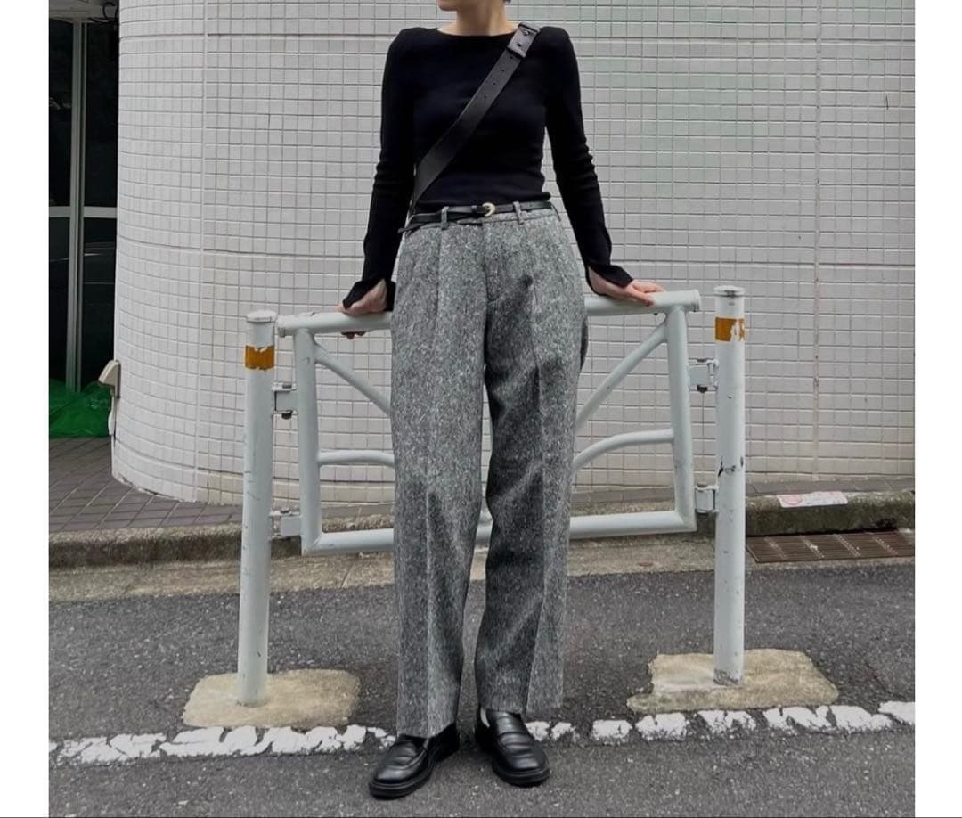 CLANE 25AW SHOULDER PADS KNIT TOPS ブラック