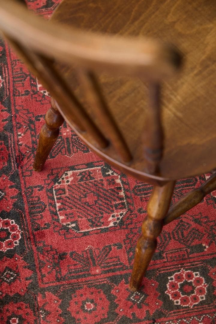 ヴィンテージ絨毯　トライバルラグ　トルクメン族　ウール（193×99cm）赤・黒