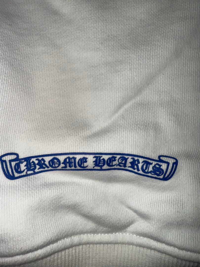CHROME HEARTS ホースシュー パーカー 白×青 Lサイズ