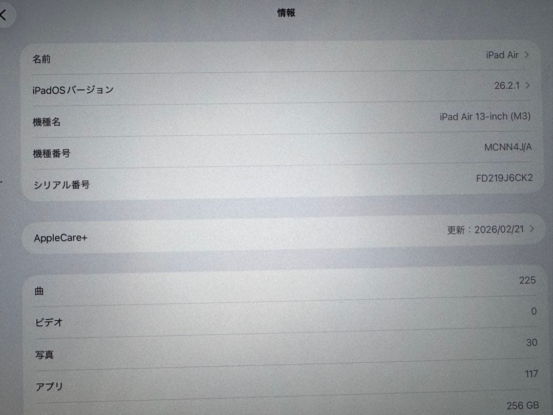 13インチiPad Air Wi-Fiモデル 256GB (M3)-【第7世代】