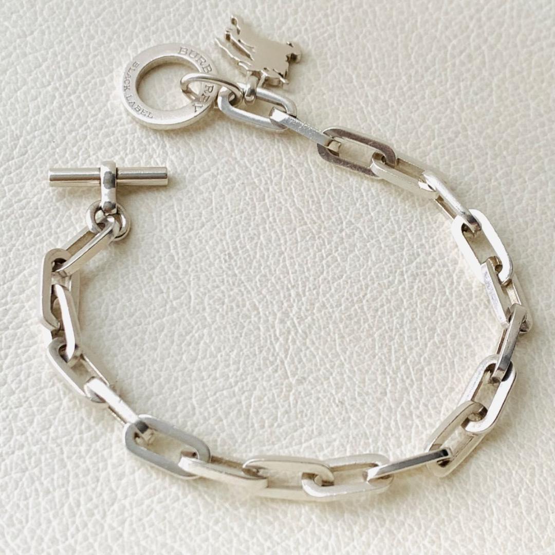 バーバリーブラックレーベル SV925 シルバー チェーン ブレスレット ホース